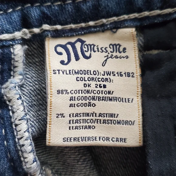 Miss Me Boot Women's Size 27 Jeans Actual 28x30 Denim Beaded Jeweled Blue - Picture 13 of 16